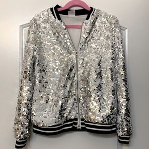 Color Changing Sequins Zip Up Jacket